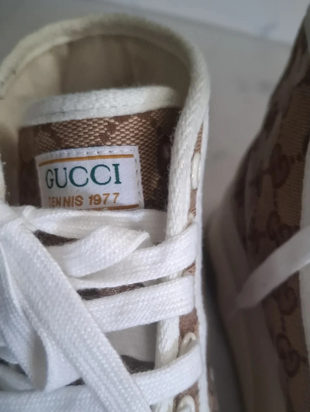 Gucci Tennis 1977 Brown GG Canvas High-Top Sneakers